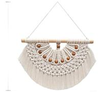 PureBowlic Tapiz de cuerda de algodón tejido a mano, estilo nórdico, bohemio, para sala de estar, dormitorio, arte textil de macramé artesanal para suave neutro para Ts, beige, rosa, gris oscuro, 40 x