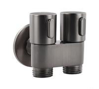 PureBowlic Válvula de ángulo de doble salida G1/2 montada en la pared para baño, bidé, controlador de agua, interruptor doble, regulador de flujo de agua, plateado, resistente a la corrosión