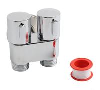 PureBowlic Válvula de ángulo de doble salida G1/2 montado en la pared para baño, bidé, controlador de agua, interruptor doble, regulador de flujo de agua, plateado, resistente a la corrosión