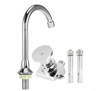 PureBowlic Válvula de grifo de pedal de pie, control manos libres de latón y acero inoxidable para flujo de agua higiénico en hospitales y espacios públicos, acabado cromado con pernos de fijación