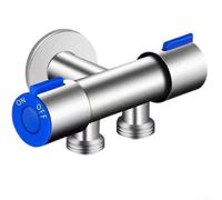 PureBowlic Válvula triangular de acero inoxidable de doble mango para lavadora e inodoro, acabado cepillado, grifo de cierre de agua fría con doble control, válvula de parada de ángulo de baño