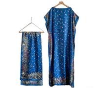 PureBowlic Vestido de bufanda de seda sintética para mujer, estampado floral retro, envoltura de protección solar, gasa ligera, para verano, playa, estilo africano, 140 x 85 cm (F)