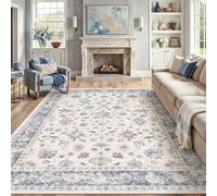 PureCozy Alfombra para Salón 200x300cm Lavable con Patrón de Flores de Pelo Corto Antideslizante Suave Flores Boho Vintage Grandes para Dormitorio Cocina Comedor Bedroom Living Room, Azul y Blanco