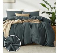 puredown 1PCS Funda Nordica Cama 140x200cm+ 1PCS Funda Almohada 65x65cm, Juego de Cama 100% Microfibra, Suave y Transpirable, Oeko-Tex, Antracita