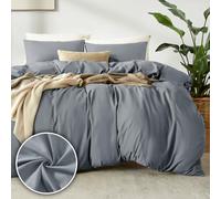 puredown 1PCS Funda Nordica Cama 200x200cm+ 2PCS Funda Almohada 80x80cm, Juego de Cama 100% Microfibra, Suave y Transpirable, Oeko-Tex, Gris