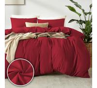 puredown 1PCS Funda Nordica Cama 250x200cm+ 2PCS Funda Almohada 40x70cm, Juego de Cama 101% Microfibra, Suave y Transpirable, Oeko-Tex, Rojo