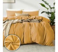 puredown 1PCS Funda Nordica Cama 250x200cm+ 2PCS Funda Almohada 50x80cm, Juego de Cama 101% Microfibra, Suave y Transpirable, Oeko-Tex, Amarillo