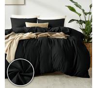 puredown 1PCS Funda Nordica Cama 260x240cm+ 2PCS Funda Almohada 65x65cm, Juego de Cama 100% Microfibra, Suave y Transpirable, Oeko-Tex, Negro