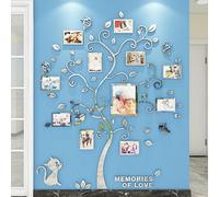 Purekay Pegatinas de Pared 3D, DIY Murales Árbol Stickers Familia Marco de Fotos Grande Vinilos Adhesivos Pared Decorativos Salón Habitación Infantiles Niñas Dormitorio Pegatinas (Plata Espejo, M)