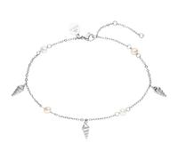 Purelei® - Akala Tobillera para mujer - Acero inoxidable chapado en oro de 18 quilates/rosa/plata - Con perlas de agua dulce auténticas y colgantes de concha - Ajustable 21 - 25 cm - Pulsera para el