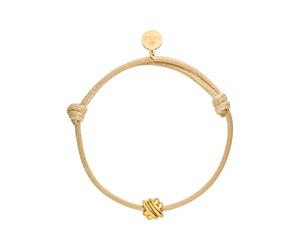 Purelei® Aloha - Pulsera de tela ajustable con colgante de símbolo en color beige, acero inoxidable chapado en oro, plata, oro rosa, máx. 12 cm, Eine Grösse, Acero inoxidable, Ágata