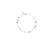 Purelei Alohi Heart - Pulsera para mujer, de plata clara, doble fila de acero inoxidable con chapado en plata, pulsera de corazón, ajustable, 16-19 cm