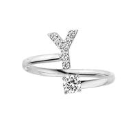 Purelei® Anillo con letras - Anillo de mujer de acero inoxidable duradero - Anillos resistentes al agua - Anillos ajustables de tamaño 50 a 60 - Bisutería para tu look individual, Piedras preci,