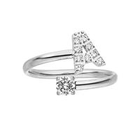 Purelei® Anillo con letras - Anillo de mujer de acero inoxidable duradero - Anillos resistentes al agua - Anillos ajustables de tamaño 50 a 60 - Bisutería para tu look individual, Acero inoxidable,