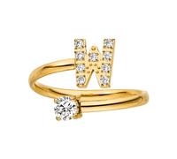 Purelei® Anillo con letras - Anillo de mujer de acero inoxidable duradero - Anillos resistentes al agua - Anillos ajustables de tamaño 50 a 60 - Bisutería para tu look individual, Piedras preci,