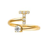 Purelei Anillo con letras - Anillo para mujer de acero inoxidable duradero - Anillos impermeables - Anillos ajustables de la talla 50 a 60 - Joyería de fantasía para tu look individual, 50-60