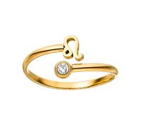 Purelei Anillo de signo zodiacal Leo (oro) - Anillo de mujer resistente al agua de acero inoxidable duradero - Anillos ajustables de tamaño 50 a 60 - Joyería de moda para tu look individual