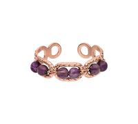 Purelei Anillo Dusk Purple - Anillo ajustable de acero inoxidable con piedras naturales moradas resistentes al agua, color dorado, para mujer, talla 50 - 56, Personalizable, Acero inoxidable, Sin