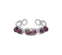 Purelei Anillo Dusk Purple - Anillo ajustable de acero inoxidable con piedras naturales moradas resistentes al agua, color dorado, para mujer, talla 50 - 56, Acero inoxidable, Sin piedra preciosa
