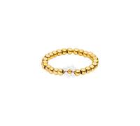 Purelei® Anillo elástico con flores - Anillo con perlas de vidrio blancas y bolas metálicas de acero inoxidable - Tamaños S/M & M/L - Acero inoxidable en oro, plata o oro rosa - Anxiety - Fidget, S-M