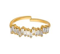 Purelei® Anillo en polvo (oro, plata) para mujer, anillo de plata chapado en oro de 18 quilates, resistente al agua, con piedras asimétricas, tamaño ajustable, regalo para mujer, M/L, Metal precioso