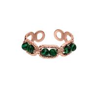 Purelei Anillo Green Harmony con cuentas de piedra verde - Anillo ajustable de acero inoxidable, resistente al agua, moderno anillo de declaración, tamaño 50 - 56, oro, plata u oro rosa, Acero