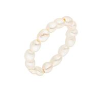 Purelei® Anillo perlado (blanco), elástico, antiestrés, de perlas resistentes al agua, elegante anillo con cuentas Keshi, regalo para mujer, anillo de anxiety, M/L, Metal no precioso, Perla