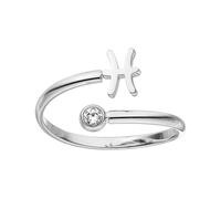 Purelei Anillo signos del zodíaco (Piscis) - Anillo de acero inoxidable para mujer resistente al agua con acero inoxidable duradero - Anillo ajustable de talla 50 a 60 - Joyería de fantasía para un