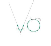 Purelei® Beach Breeze - Juego de collar y pulsera de perlas de agua dulce y perlas de agua dulce y perlas de agua dulce ajustables chapados en oro de 18 quilates para mujer, 40/45 cm, Acero
