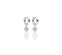 Purelei® Clear Quartz Drop - Pendientes de aro para mujer, de acero inoxidable duradero, resistentes al agua, de aventurina y perlas de cuarzo, longitud 44,5 mm, Acero inoxidable, Cuarzo rosa y