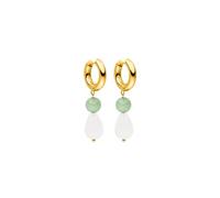 Purelei® Clear Quartz Drop - Pendientes de aro para mujer, de acero inoxidable duradero, resistentes al agua, de aventurina y perlas de cuarzo, longitud 44,5 mm, Acero inoxidable, Cuarzo rosa y