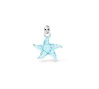 Purelei Colgante de estrella de mar de cristal para mujer, hecho a mano, color azul claro con lunares blancos y rojos, colgante de joyería marítima para collares y pulseras, 20 mm x 21 mm x 3,2 mm