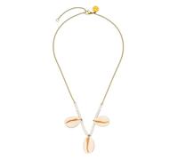 Purelei Collar con colgante de concha, resistente al agua y ajustable, cadena de acero inoxidable con colgantes de concha y detalles de perlas, chapado en oro de 14 K/18 K, delicado look veraniego con