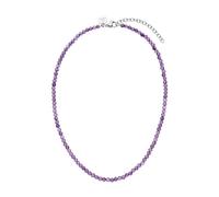 Purelei® Collar de amatista, collar para mujer de acero inoxidable resistente, collar impermeable de perlas de amatista natural, longitud ajustable de 35-40 cm, 35-40 cm, Acero inoxidable, Amatista