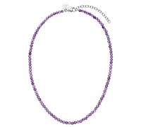 Purelei® Collar de amatista, collar para mujer de acero inoxidable resistente, collar impermeable de perlas de amatista natural, longitud ajustable de 35-40 cm, 35-40 cm, Acero inoxidable, Amatista