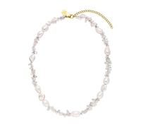 Purelei® - Collar de cristal Wave con cuentas Keshi y cristales de roca - chapado en oro de 18 K ajustable, elegante verano y claridad espiritual, Länge: 40-45 cm, Acero inoxidable, Abulón