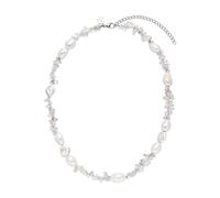 Purelei® - Collar de cristal Wave con cuentas Keshi y cristales de roca - chapado en oro de 18 K ajustable, elegante verano y claridad espiritual, Länge: 40-45 cm, Acero inoxidable, Abulón