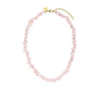 Purelei Collar de cuarzo rosa para mujer, de acero inoxidable duradero, resistente al agua, de cuarzo rosa natural, 35-40 cm de longitud ajustable, 35-40 cm, Acero inoxidable, Cuarzo