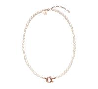 Purelei® Collar de perlas de agua dulce con ojal de acero inoxidable chapado en oro de 18 quilates, plata, oro rosa, Länge: 40-45 cm, Acero inoxidable, Abulón