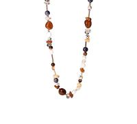 Purelei® Collar hawaiano con ágata roja, citrino, jaspe y perlas de agua dulce, acero inoxidable chapado en oro de 18 quilates, collar de mujer de 40 a 45 cm, colorido y atardecer, Länge: 40-45 cm