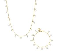 Purelei Confident Set - Juego de 2 joyas con cadena de polvo y pulsera en polvo, acero inoxidable, circonita, longitud ajustable de 16 a 45 cm, dorado, plateado, oro rosa, 45 cm, Acero inoxidable