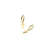 PURELEI® Cross - Pendientes de aro para hombre de acero inoxidable con colgante de cruz, chapados en oro de 18 quilates, plata u oro rosa, joyas simbólicas para hombre en diseño inspirado en Italia