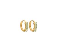 Purelei Cuore Green - Pendientes resistentes al agua | Pendientes con circonitas verdes | Acero inoxidable y chapado en oro de 14 K/18 K | símbolo de buena suerte, armonía y energía positiva, Normal