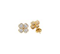 Purelei Cuore - Pendientes de trébol con circonitas cúbicas, acero inoxidable chapado en oro, 10 mm de diámetro, Normal, Acero inoxidable, Abalone