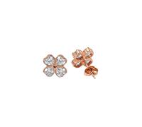 Purelei Cuore - Pendientes de trébol con circonitas cúbicas, acero inoxidable chapado en oro, 10 mm de diámetro