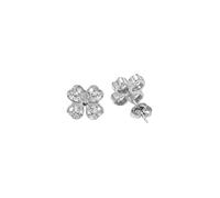 Purelei Cuore - Pendientes de trébol con circonitas cúbicas, acero inoxidable chapado en oro, 10 mm de diámetro