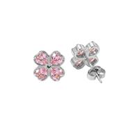 Purelei Cuore - Pendientes de trébol con circonitas cúbicas, acero inoxidable chapado en oro, forma de corazón, 10 mm de diámetro, joyería para mujer, Normal, Acero inoxidable, Abalone
