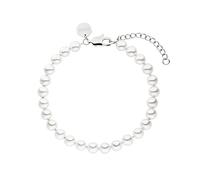 Purelei® Diligence - Pulsera de perlas (plateada), resistente al agua para hombres y mujeres, elegante pulsera unisex de acero inoxidable, regalo para hombres y mujeres, longitud ajustable de 18 a 22