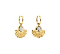 Purelei Eldorado - Pendientes de aro resistentes al agua | Pendientes de aro con colgante de diafragma y piedra de acero inoxidable | chapado en oro de 14 K, plata y oro rosa de 18 quilates |