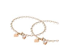 Purelei Endless Love - Juego de 2 pulseras con eslabones en forma de corazón y circonitas cúbicas - Acero inoxidable ajustable 19 cm - oro/plata/oro rosa, 19 cm, Acero inoxidable, Ágata